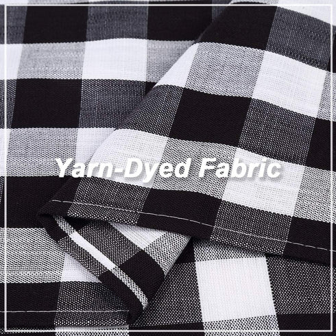 CAROMIO Cafe Curtains 45 Inch Length, Buffalo Plaid Gingham Pattern Rod Pocket Half Window Curtains for Kitchen Bathroom Window Curtain, Black and...