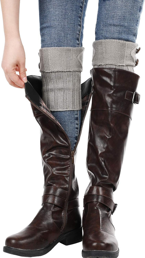 SATINIOR 6 Pairs Women Winter Boot Cuffs Socks Cable Knitted Cuffs Socks Short Knitted Leg Warmers Button Boot Toppers...