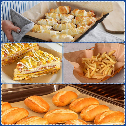 Parchment Paper Sheets for Baking 9-13 IN Precut Non-Stick Parchment Paper Unbleached Baking Sheet Paper for Air Fryer,Baking,Sandwich,Grilling,St...