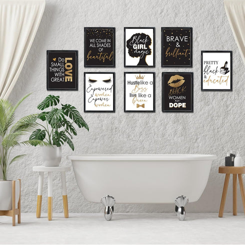 8 x 10 Inch Inspirational Wall Décor Teen Black Girls Bedroom Décor Makeup Lash Lips Wall Art Poster, Motivational Design for Bathroom Beauty Salo...