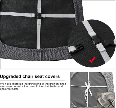Genina Waterproof Seat Covers for Dining Room Chairs Covers Dining Chair seat Covers Kitchen Chair Covers slipcovers (Dark Gray, 4 Pcs)...