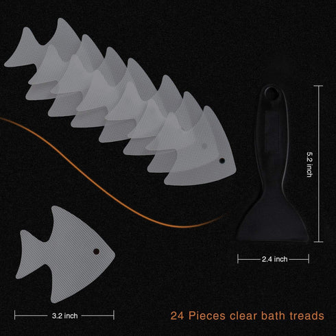 Bathtub Stickers Non-Slip, 24 PCS Safety Shower Treads Adhesive Appliques with Premium Scraper (Gray)...