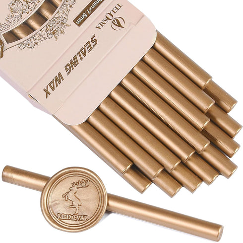 Classic Antique Gold Sealing Wax Stick, Wax Seal Stick for Mini Glue Gun, DIY Wedding Invitation Decoration - Pack of 16...