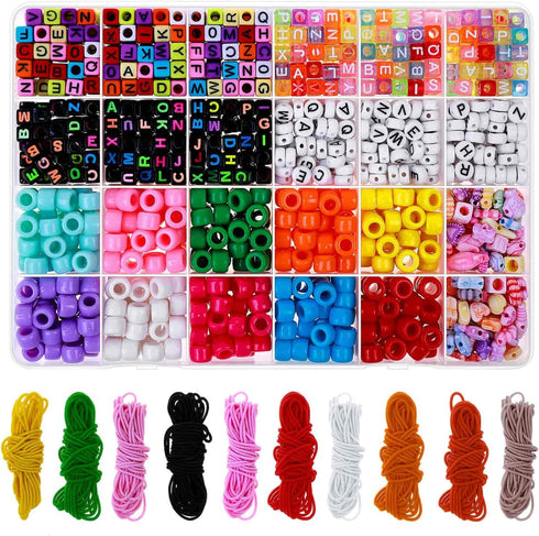 Bead Bracelet Making Kit, Shynek Bead Friendship Bracelets Kit with Pony Beads Letter Beads Charm Beads and Elastic String for Bracelet and Jewelr...