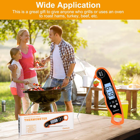 Instant Read Meat Thermometer - CA001 Digital Oven Cooking Food Min Max Thermometer Magnetic Waterproof with Backlight for Adults Kitchen Grill St...