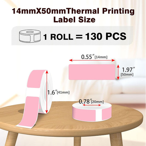 PARLAIM Printing Label Stickers 130pcs 14X50mm (1/2"X1 7/8") Self Adhesive Thermal Label Tape in Dispenser Box Compatible with D30 Labels Maker fo...