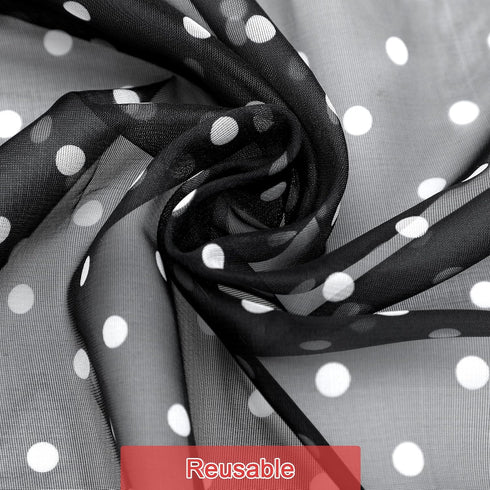 Kathfly 3 Pieces 1950s Polka Dot Scarf for Women Chiffon Scarf Retro Dot Square Neck Head Scarfs Vintage Sheer Hair Scarf Halloween Red Black Whit...