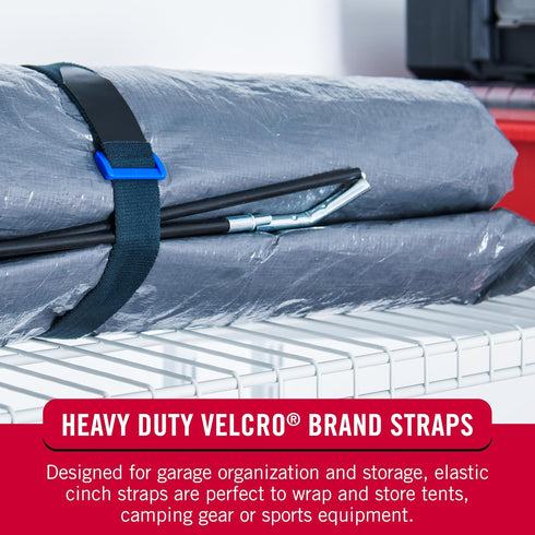 VELCRO Brand VEL-30794-AMS Elastic Cinch Straps with Buckle | 6pc Variety Pack 8"-15"-30"| Stretchable to Snugly Fasten Power Cords, Lumber, Bicyc...