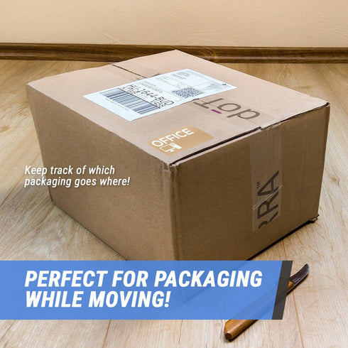 Office Moving Stickers - 4" x 2" Light Brown Color Coded Home Moving Labels Stickers for Packing Organizing & Easy Moving Supply Kit Moving Labels...