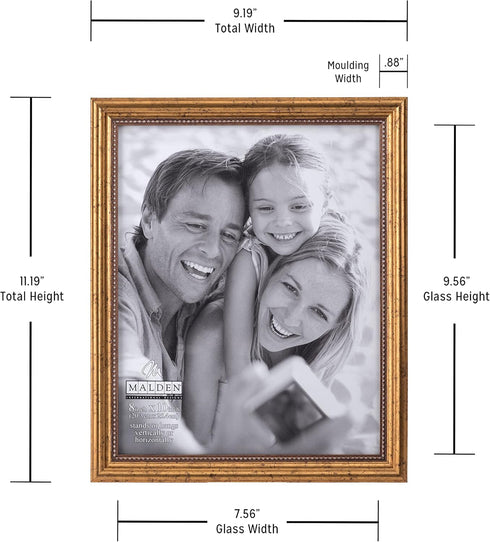 Malden International Designs Classic Wood Picture Frame, 8x10, Gold...