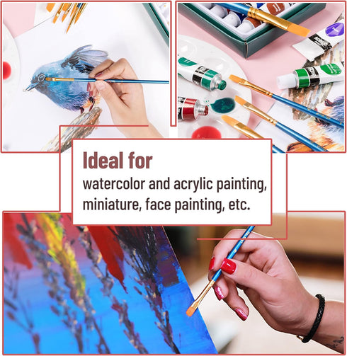 Mr. Pen- Artist Paint Brushes for Acrylic Painting, 10 pcs, Ergonomic Wooden Handle, Synthetic Bristles in Different Sizes & Shapes, Watercolor Br...