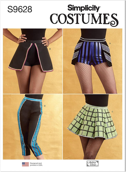 Simplicity Misses' Costume Skirts, Pants and Shorts Sewing Pattern Kit, Code S9628, Sizes 6-8-10-12-14, Multicolor...