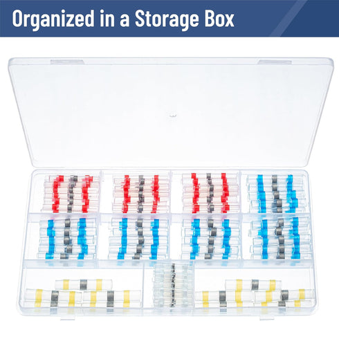 Bates- Solder Seal Wire Connectors, 150 pcs, Solder Connectors with Heat Shrink Butt Connectors, Waterproof Solder Wire Connectors Heat Shrink Wir...