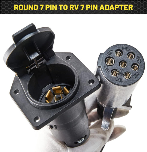 Oyviny 7 Pin Round to 7 Pin RV Trailer Adapter with Mounting Bracket, 7 Pole Round to 7 RV Blade Adapter 14 Inches Length...