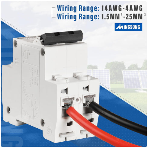 AC Solar Panels Disconnect Switch 40 Amp DC Solar Shut Off Switch 12V-400V 2 Poles Small Miniature Circuit Breaker for Solar PV Homes, DC 110V DIN...