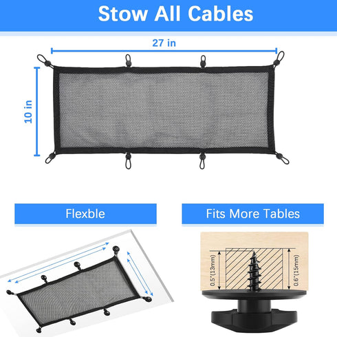 Cable Management Net Under Desk Kit, ZZM Privacy Mesh Cable Manager Flexible Under Desk Wire Net Large Capacity Cord Organizer Net for Office,Stan...