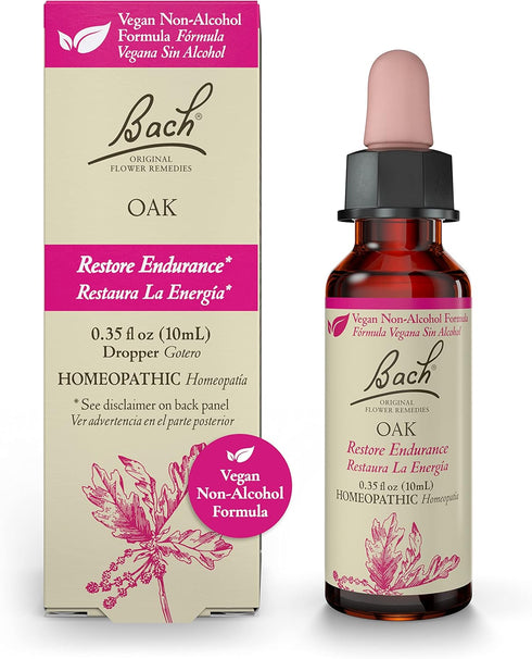 Bach Original Flower Remedies, Oak for Endurance and Strength (Non-Alcohol Formula), Natural Homeopathic Flower Essence, Holistic Wellness and Str...