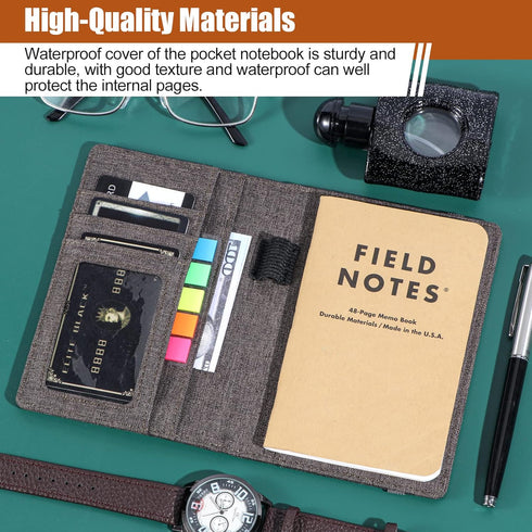 Journal Cover for Field Notes - Compatible with Moleskine Cahier's Notebook - Waterproof Fabric,Multifunctional Organizer with Pen Loop, Business ...