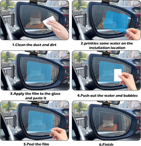 2 Pieces Car Film Rearview Mirror Film, Waterproof HD Clear Mirror Film Anti Fog Rainproof Nano Coating Car Film Protective Sticker for Car Rearvi...