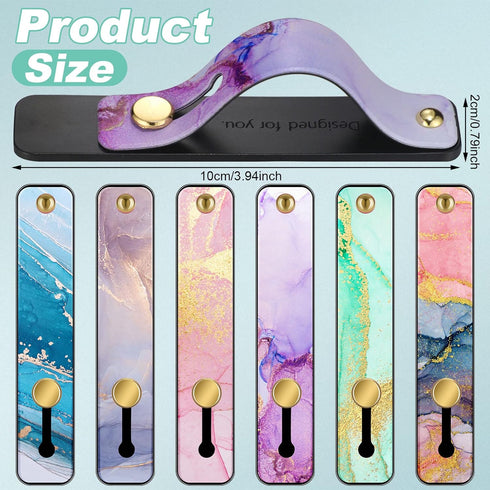 6 Pieces Phone Strap Grip Holder Finger Cell Phone Grip Telescopic Stand Universal Kickstand for Most Smartphones (Bright Marble)...
