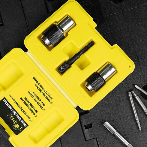 Topec Tap Socket Set, 3PCS Tap Extractor Tool with Adjustable Jaws, Tap Sockets with a 3/8" Socket Adapter, Suitable for Taps, Reamers, Screw Extr...