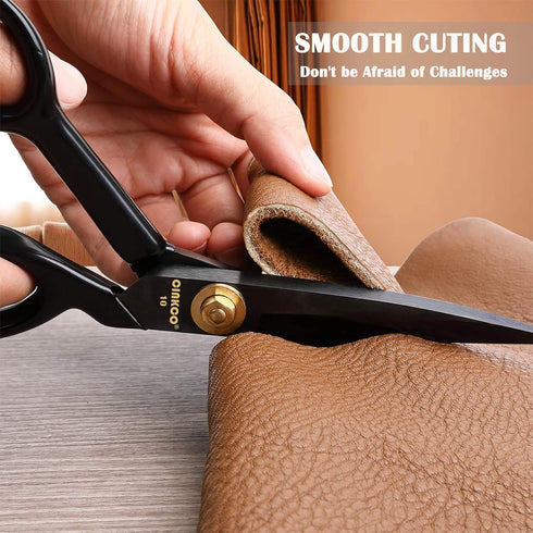 CINKCO® 10.0 inch Professional Sewing Scissors Heavy Duty 65Mn Forged Alloy Steel Premium Household Office Shears Ultra Sharp for Thickened Leathe...