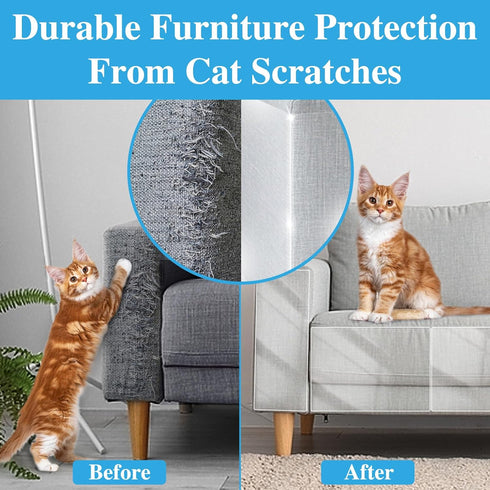 Cat Scratch Furniture Protector, Sofa Protectors from Cats, 8 Pack Cat Anti Scratch Furniture Protectors with 50 Twist Pins for Table, Clear Cat S...