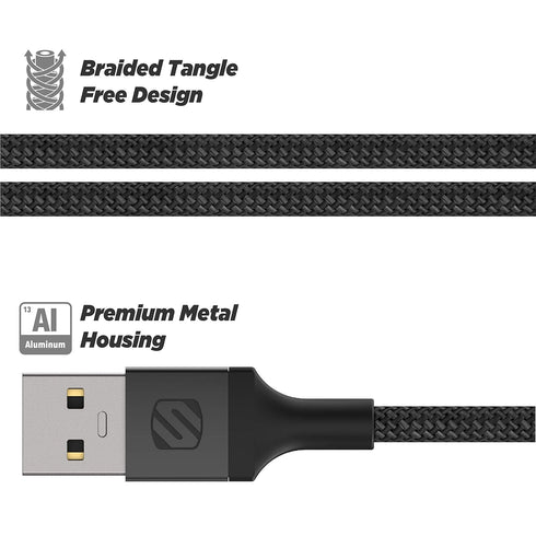 Scosche i3B10SG-SP STRIKELINE Premium MFi Certified Lightning™ Charge & Sync Braided Cable for All Lightning Devices 10-ft. Space Gray...