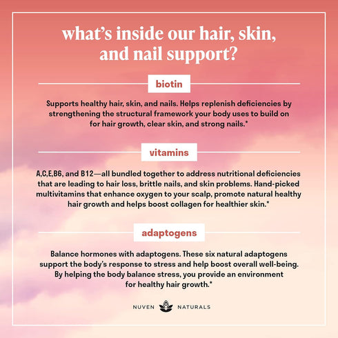 Hair Vitamins - Biotin 10000 mcg with Vitamin A, E, C, D & Adaptogens to Support Hair, Skin & Nails - Biotin Supplement for Health & Growth | Vega...