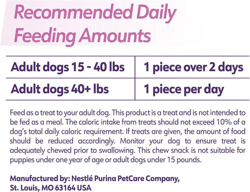 Dentalife Purina Plus Digestive Support Chicken and Pumpkin Flavor Large Dog Dental Chews - 6 ct. Pouch...