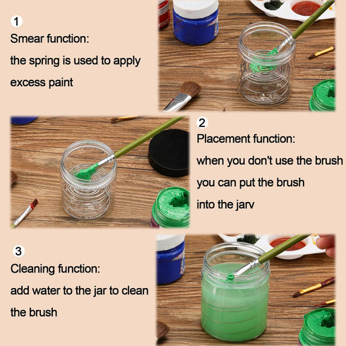 Brush Cleaning Tank with Aluminum Coil 2 Pieces Paint Brush Cleaner Paint Brush Holder with Wash Tank Brush and Pen Cleaners Oil Painting Supplies...