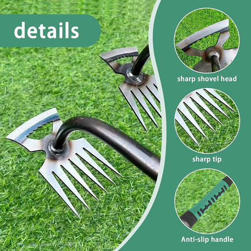 Weed Puller Tool-Garden-Weed Pulling Tool, New Garden Weeding Tools Manganese Steel Hand Weeder Tool with Handle,Dandelion Weed Puller Tool,6 Tine...