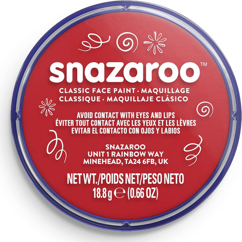 Snazaroo Classic Face and Body Paint, 18.8g (0.66-oz) Pot, Bright Red...