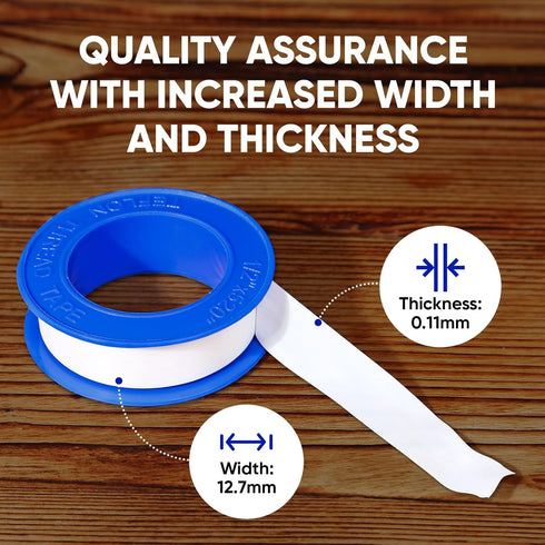 Plumbers Tape, 8 Rolls Teflon Tape 1/2 Inch(W) X 520 Inches(L), Sealant Plumbing Tape, PTFE Teflon Tape Plumbing, Strong Sealing Pipe Tape for Sho...