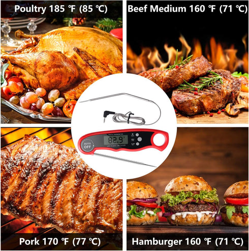 Oven Safe Food Thermometer for Cooking with 2 Probes, Instant Read Digital Grill Thermometer for Kitchen BBQ Candy Oil Deep Fry...