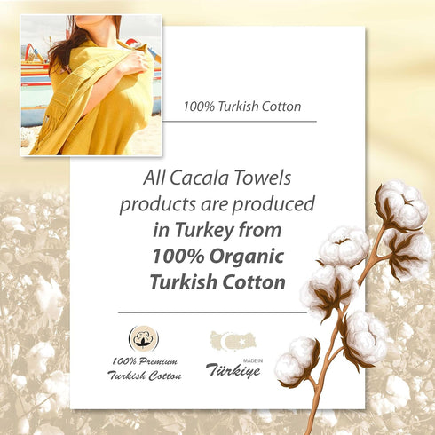 Cacala Turkish Micro Cotton Beach Bath Towels, Pestemal Super Absorbent Quick Dry Soft Plush and Comfortable for Swimming, Spa, Pool, Gym, and Yog...