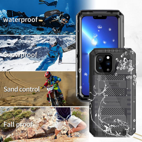 for iPhone 13 Pro Max Case Waterproof with Built-in Screen Protector Full Body Rugged Hard Silicone, Military Grade Shockproof Dustproof Protectiv...