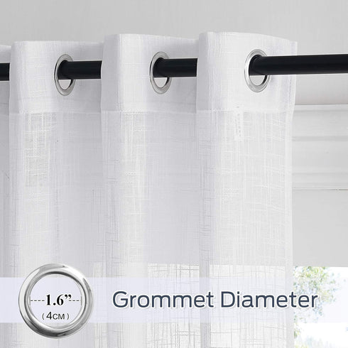 PONY DANCE Kitchen Window Curtains Over Sink - Cafe Curtains 36 inch Length for Half Window Faux Linen Look Kitchen Short Semi Sheer Drapes for Ba...