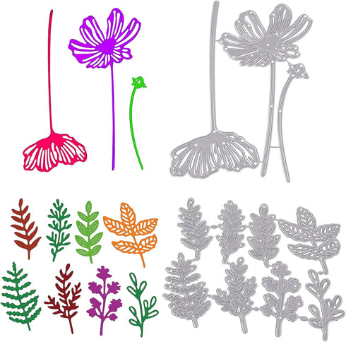 Flower Metal Cutting Dies, 11PCS 3D Flower Die Cuts Flower Leaves Embossing Stencils for Card Making Wildflowers Cutting Die Flower Craft Dies Cut...