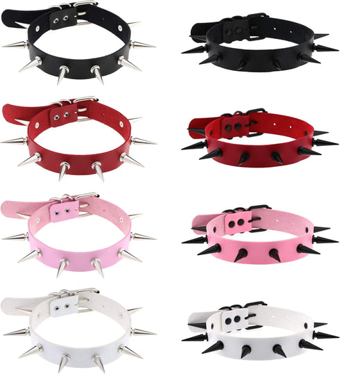 Unisex Multicolor Simulated Leather PU Black-tone/Silver-tone Spikes Rivets Spiked Punk Rock Gothic Choker Collar Necklace...
