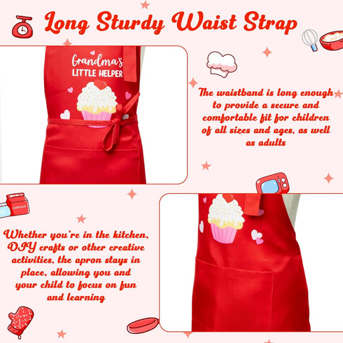 R HORSE Adults Kids Matching Apron Set 2Pcs Grandma and Me Adjustable Kitchen Apron with 2 Pockets Dress up Role Play Toy Matching Apron Gift for ...