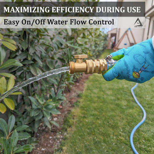 Heavy Duty Brass Shut Off Valve, Garden Connector Attachment with Rubber Washers for Outdoor Lawn and Gardening Hoses, Leak Resistant Threading, 3...