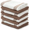 Sticky Toffee Cotton Dishcloths Set of 8 – Brown and White Dish Towels 12x12 in, Reusable and Absorbent Tea Towels for Cleaning or Drying, Oeko-Te...