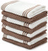 Sticky Toffee Cotton Dishcloths Set of 8 – Brown and White Dish Towels 12x12 in, Reusable and Absorbent Tea Towels for Cleaning or Drying, Oeko-Te...