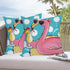 2 Pack Waterproof Summer Flamingo Throw Pillow Covers 16x16 Inch Tropical Flower Beach Pink Birds Pillow Cases Blue Ocean Sea Farmhouse Outdoor De...