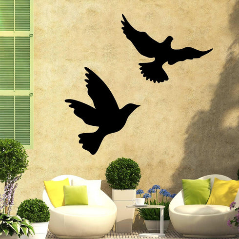 YGAOHF 2 PCS Black Metal Tree Leaf Wall Decor with 2 Dove Stickers, Vine Olive Branch Art Wrought Iron Scroll Sculptures Above The Bed, Indoor Out...