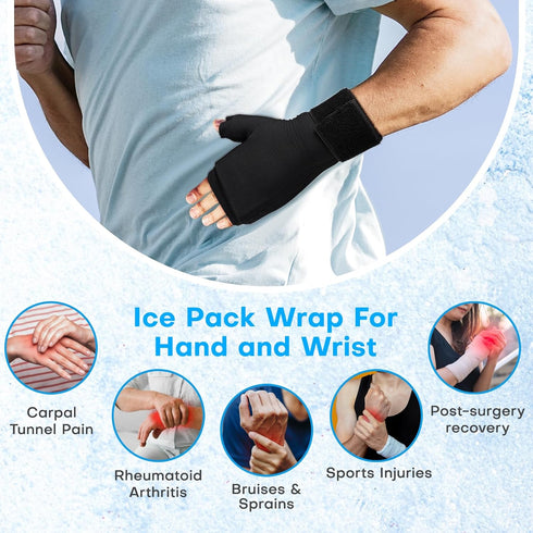 DR. MUSCLE'S Upgraded Hand Ice Pack Glove for Injuries, Wrist Ice Pack Wrap for Carpal Tunnel Relief, More Gel Filling Hot & Cold Therapy Pack for...