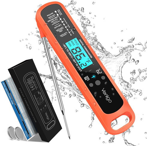Venigo Digital Meat and Food Thermometer for Cooking and Grilling, Waterproof Instant-Read Cooking Thermometer, Kitchen Probe Thermometer for Baki...