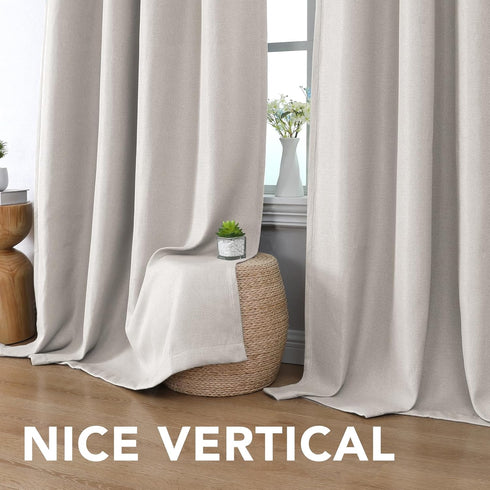 H.VERSAILTEX Linen Blackout Curtain 96 Inches Long for Bedroom/Living Room Thermal Insulated Grommet Linen Look Curtain Drapes Primitive Textured ...