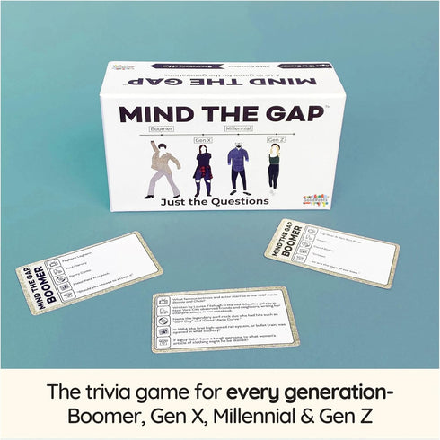 Mind The Gap Just The Questions, Expansion Pack with 1000 New Questions for All Generations + 50 New Challenge Cards...
